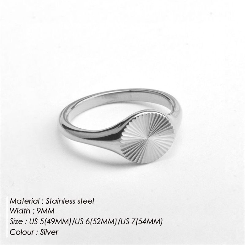 Damenschmuck Wellenstrukturring Geometrischer runder Edelstahlring K vergoldeter Strukturring_voghion.com