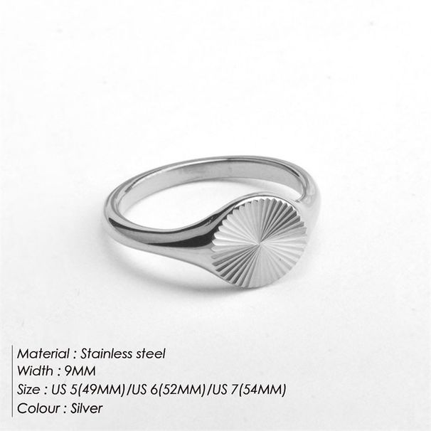 Damenschmuck Wellenstrukturring Geometrischer runder Edelstahlring K vergoldeter Strukturring_voghion.com
