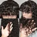 Water Wave Human Hair Wigs With Bang Full Machine Made in Natural Color Peruvian Remy_voghion.com