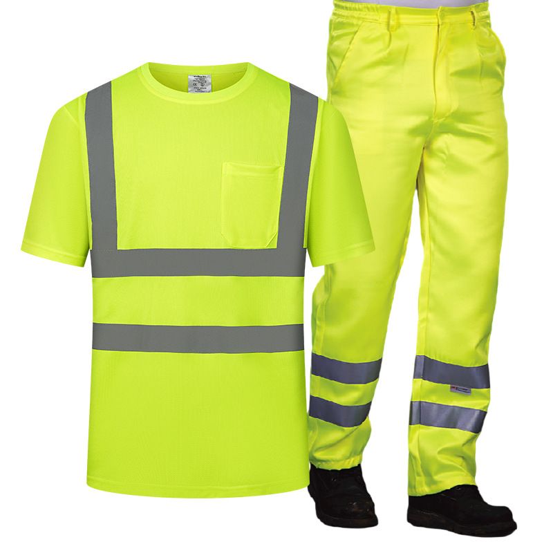 Men's Clothing Summer Reflective Clothing Suit Airport Traffic Duty Reflective Work Clothes Breathable Polyester Cotton Overalls Men_voghion.com