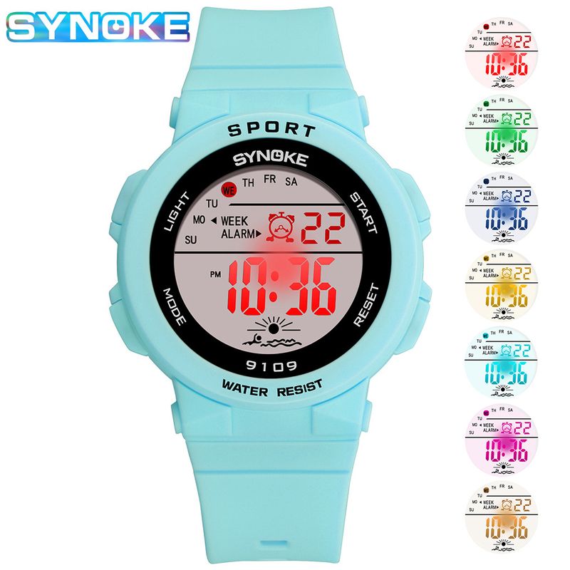 Montre électronique pour hommes et femmes, colorée lumineuse multifonctionnelle étanche version coréenne rose nouvelle montre tendance domestique design léger et fin_voghion.com