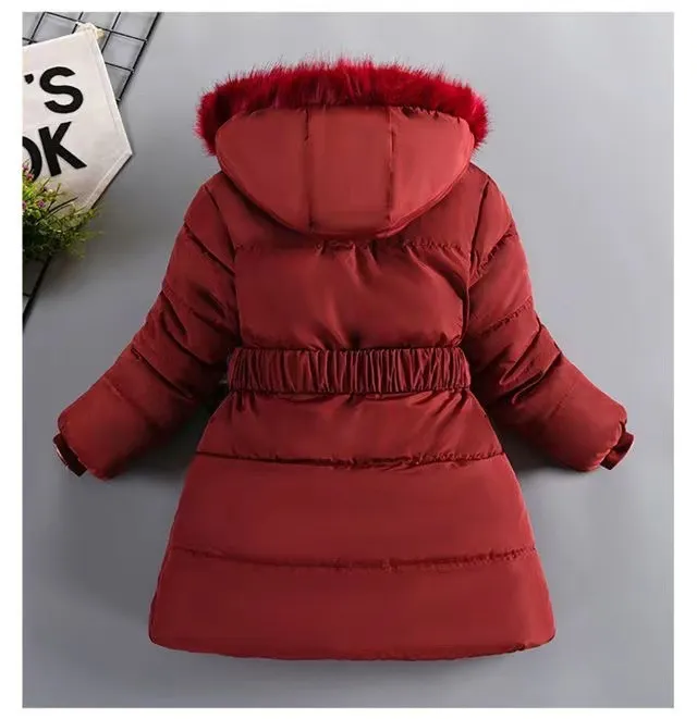 Vêtements pour enfants manteau d'hiver pour enfants avec polaire manteau épaissi grand enfant moyen long petite fille coton_voghion.com