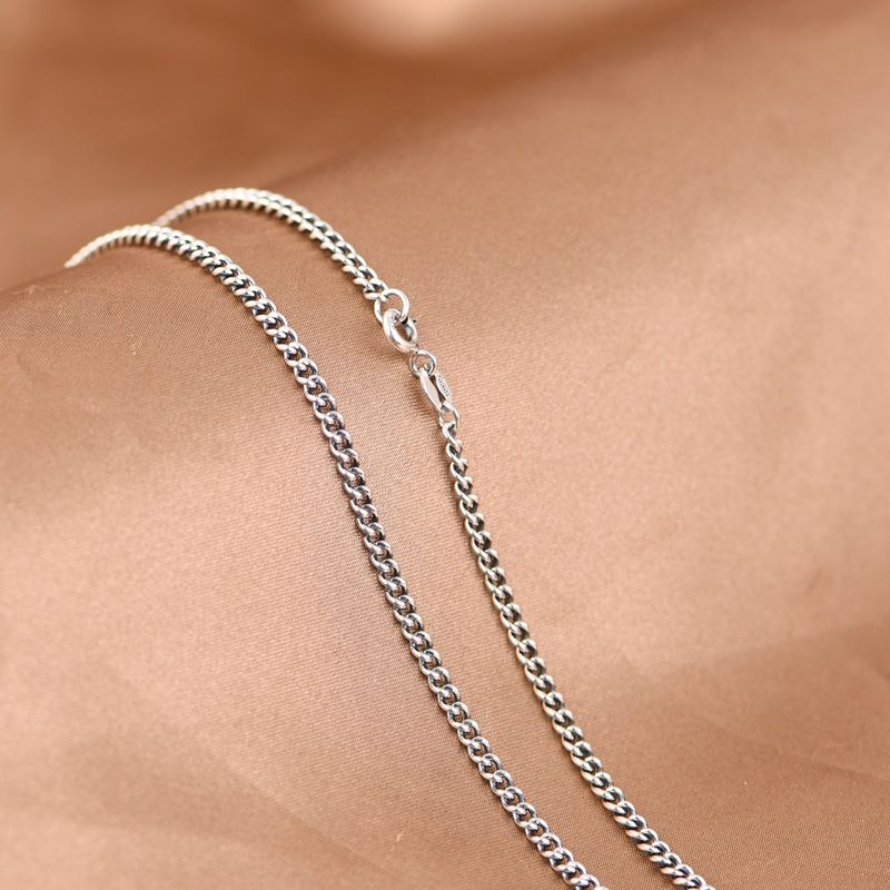 Golden Deer King S Simple Craft Fashion Figaro Women's Cuban Chain Silver Necklace Elegant Jewelry_voghion.com