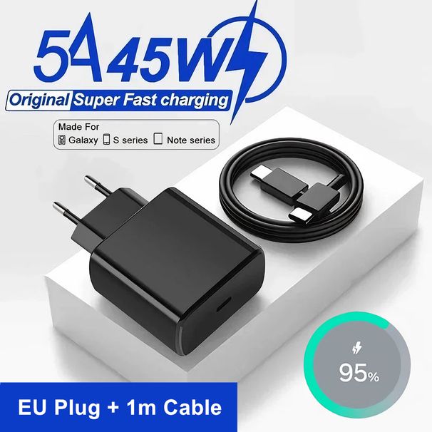 45W 5A Super Fast PD Charger For Samsung S21 S22 FE S23 S24 S25 Ultra A34 A52 A53 A54 A73 Type-C To USB-C Rapid Charging_voghion.com
