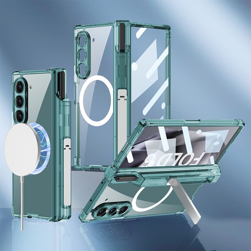 Aplicável à capa de celular Samsung zfold6, carregamento sem fio de sucção magnética de airbag, porta-canetas personalizado, capa rígida_voghion.com