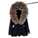 New Arrival Double-Faced Cashmere Coat With Fox Fur Hood Long Wool Blend Trench Coat For Women, Geometric Print, Belted Waist, Grey/Black/Camel_voghion.com