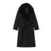 Women's Long Wool Blend Coat With Faux Fur Collar – Stylish Winter Outerwear For Street Fashion (XS/S/M/L)_voghion.com