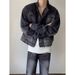 Men's Clothing Raw Edge Stand Collar Washed Shoulder Pad Retro Denim Short Jacket Suit_voghion.com