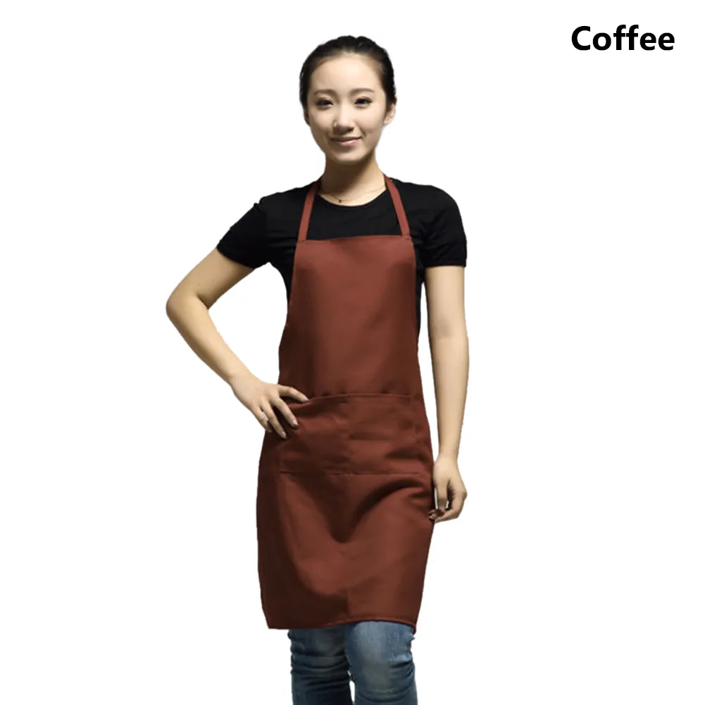 Tablier de cuisine en toile de couleur pure, unisexe, pour femme et homme, pour chef, serveur, café, boutique, barbecue, coiffeur, 10 couleurs_voghion.com