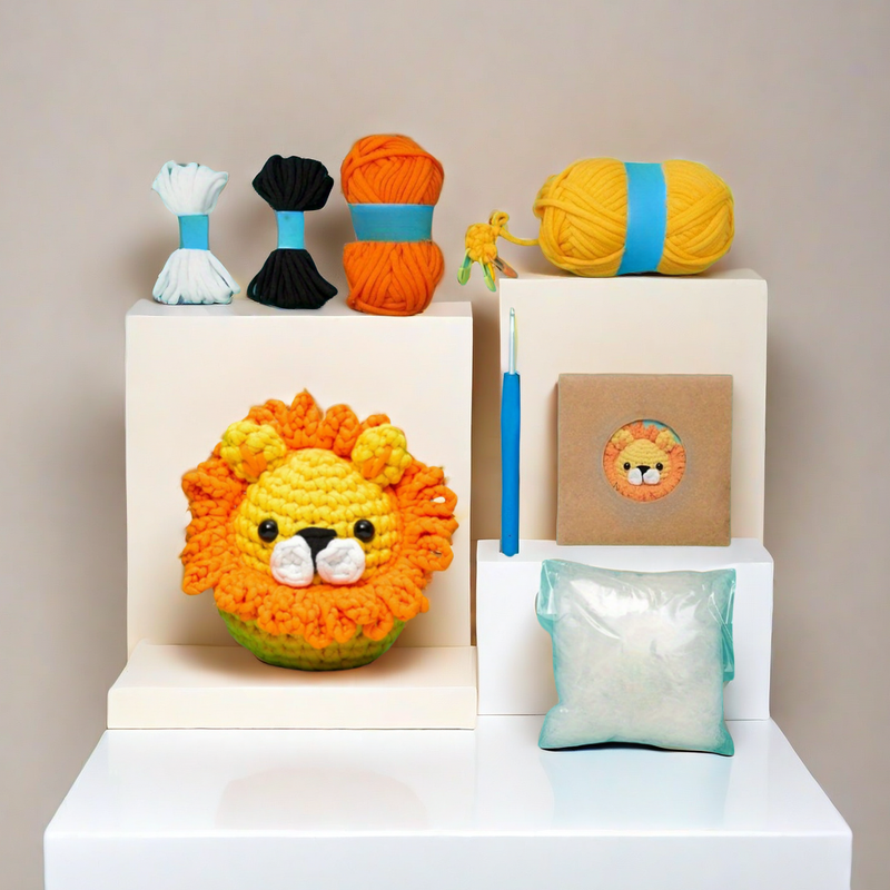 Crochet Yarn Kit for Adults, DIY Cartoon Doll Set with English Manual - Knitting Handmade Set for Beginners, 1Set New Crochet Material Package, Learn _voghion.com