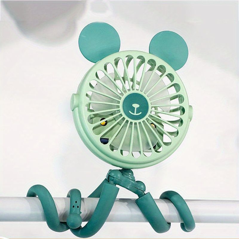 Baby Stroller Fan With Clip; Octopus Shapoed Funny Fan With Flexible Tripod Wrapped; USB Rechargeable Fan_voghion.com