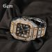 BlazeRome Men's Hip-Hop Watch - Square Full Diamond Dial With Roman Numerals_voghion.com