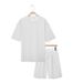 2025 Summer Men's Large Size Loose Simple Jacquard High Street Short Sleeve Round Neck Two-Piece Set_voghion.com