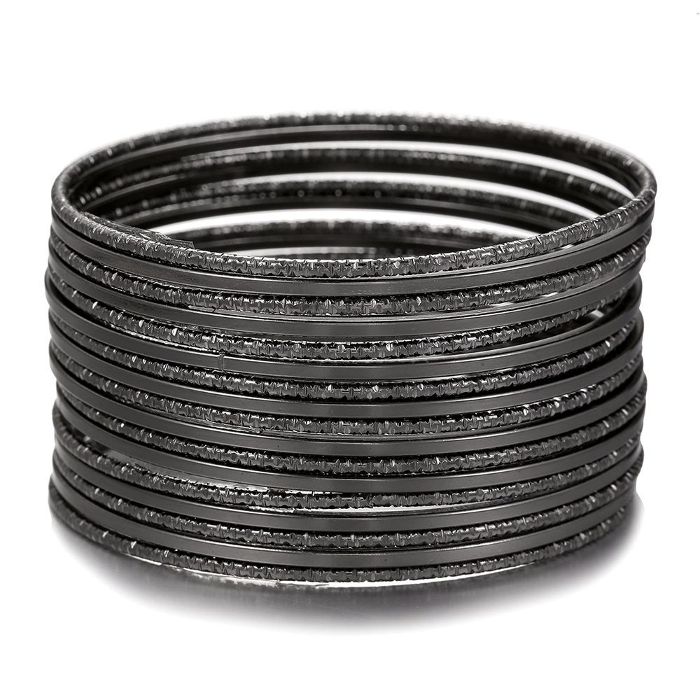Bracciale in metallo fatto a mano, alla moda e d'atmosfera, set da 17 pezzi, bracciale semplice con cerchi sovrapposti per donna_voghion.com