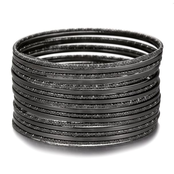 Bracciale in metallo fatto a mano, alla moda e d'atmosfera, set da 17 pezzi, bracciale semplice con cerchi sovrapposti per donna_voghion.com