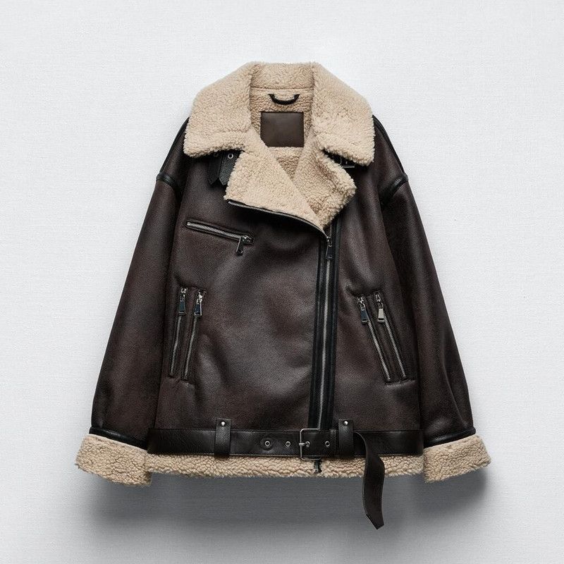  giacca da moto all-in-one in pelliccia scamosciata da donna autunno e inverno nuova giacca da donna M258_voghion.com