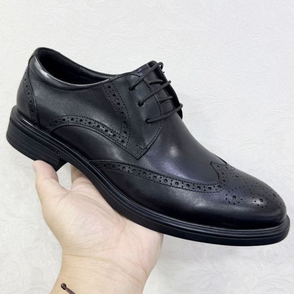 25 Frühling Top Layer Rindsleder Echtes Business Brogue Casual Neue Herren Lederschuhe im britischen Stil_voghion.com