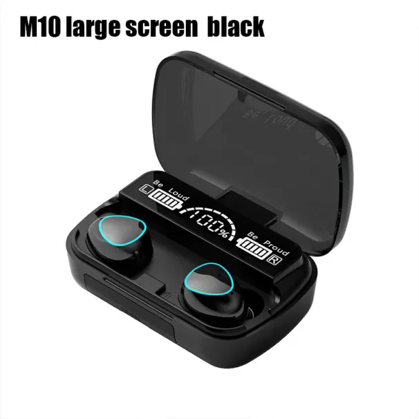 M10 TWS Fone-Kopfhörer mit Mikrofon-Ohrhörern 3000 mAh Ladegerät Box Kopfhörer LED-Anzeige Drahtloses Bluetooth-Headset_voghion.com