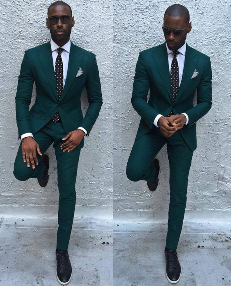 Ropa de hombre 2024 nuevo traje informal de negocios verde para hombre traje de banquete de boda de padrino de boda de dos piezas para hombre_voghion.com