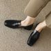 Leather Loafers For Women 2024 Spring And Autumn New British Style Soft Slip-On Versatile Chunky Heel Shoes_voghion.com