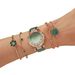 Women's fashion ins gradient dial crocodile pattern belt quartz watch green small flower bracelet jewelry set_voghion.com