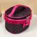Cosmetic Bags Makeup Bag Large Portable Zipper Travel Organizer Holder Top Handle-Dot Print With Bow Lace Decor_voghion.com