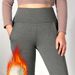 Leggings a vita alta foderati in pile per donna - Pantaloni da yoga termici invernali con comfort elasticizzato, collant da allenamento morbidi e caldi in nero, grigio scuro_voghion.com