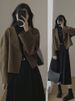 Hepburn Style Short C For Women, Autumn And Winter Thickened Petite Suit, Double-Sided Cashmere High-End Woolen_voghion.com
