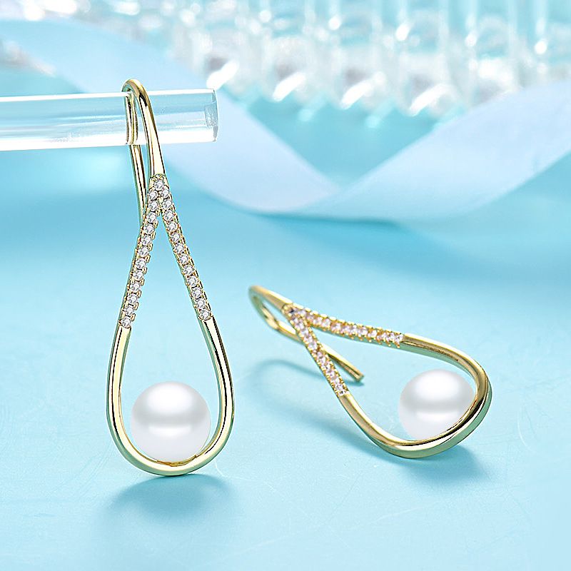 Sterling VENUS Sier cirkónium fülbevaló divatos gyöngy vízcseppekkel díszített fülbevaló női ékszerek ajándékok kinek_voghion.com