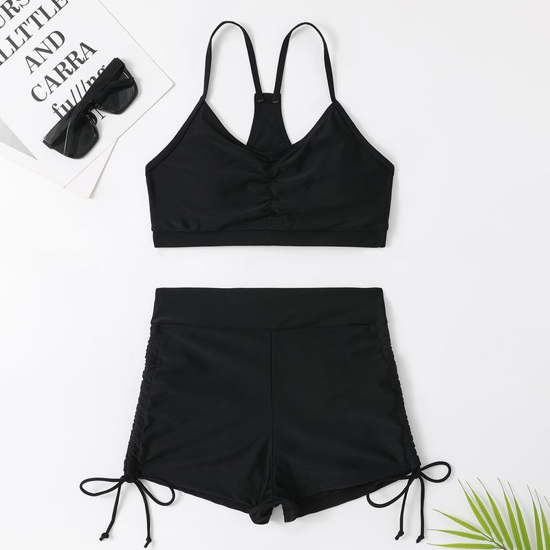 Boxer da donna a vita alta con coulisse, aderenti e aderenti, costume da bagno femminile._voghion.com