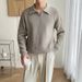Maglione da uomo con colletto polo e mezza zip, autunno inverno, pullover lavorato a maglia, stile giapponese, semplice, casual, elegante, base_voghion.com