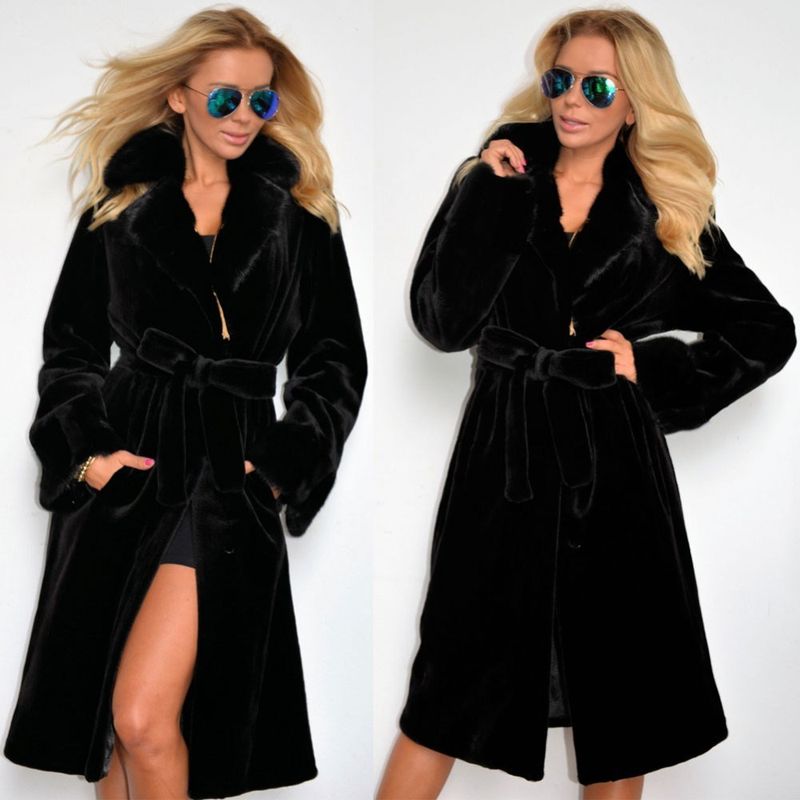 Damenbekleidung Neue Herbstkleidung, Kunstpelzmantel, Anzugkragen, Baumwollmantel, verdickter langer Plüschmantel, Damenmantel, Windjacke_voghion.com
