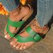 Large-sized Flat-bottomed Buckle-toe Flip-flops For Women With Belt Buckles Worn Over Beach Sandals_voghion.com