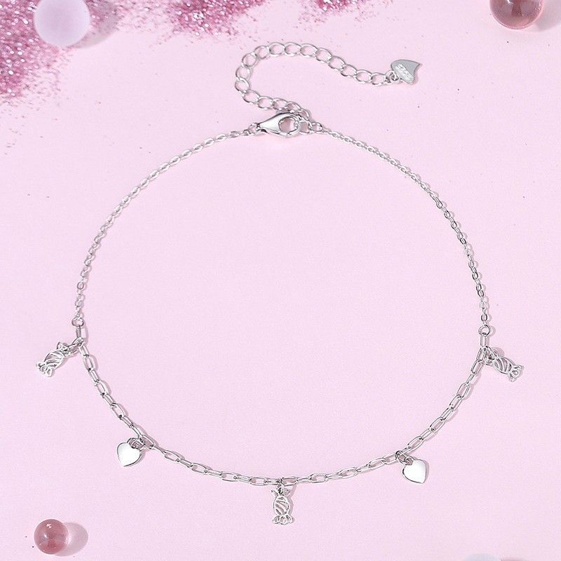 Cavigliera in argento sterling Starlight a doppio strato per donna con micro intarsi a forma di stella, regalo di San Valentino, gioielli per i piedi_voghion.com