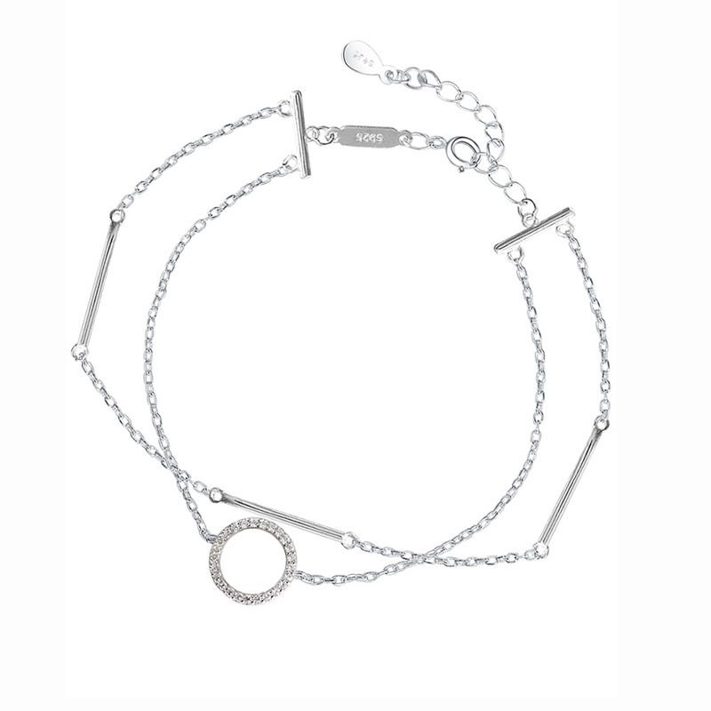 Sterling VENUS Sier Mode Doppelschicht Armband Damen Kreis Geometrische Armband Kreative Neue Schmuck G_voghion.com