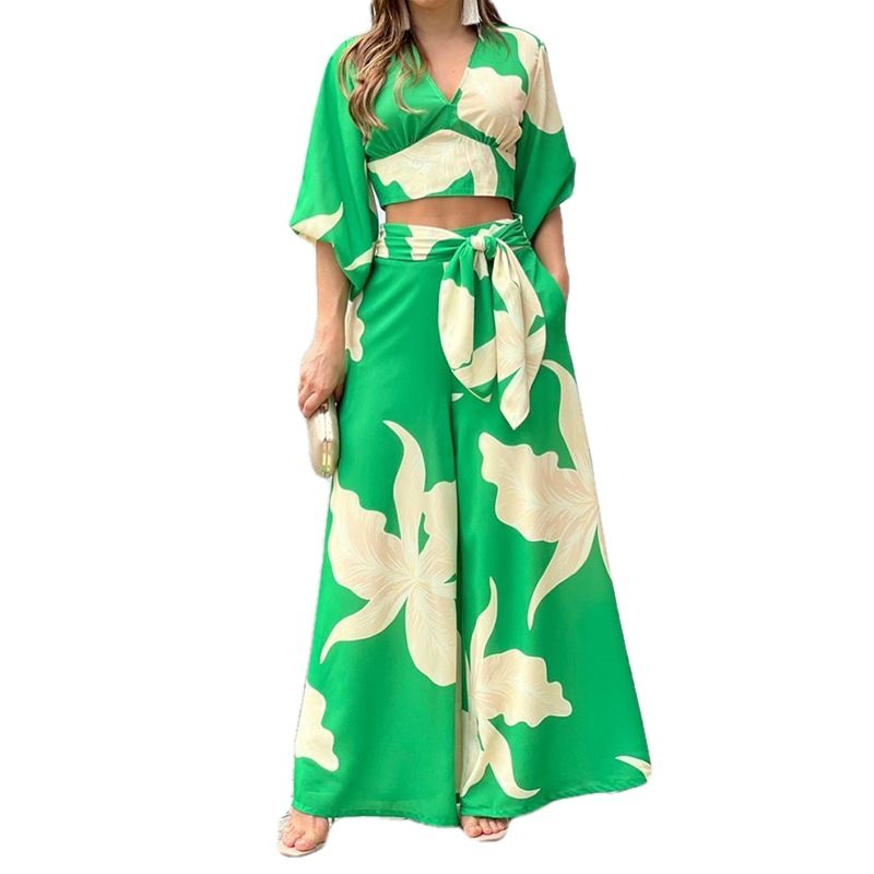 2023 frauen Herbst Neue Druck Temperament Pendeln Hohe Taille Sexy Mode Lässig Set_voghion.com
