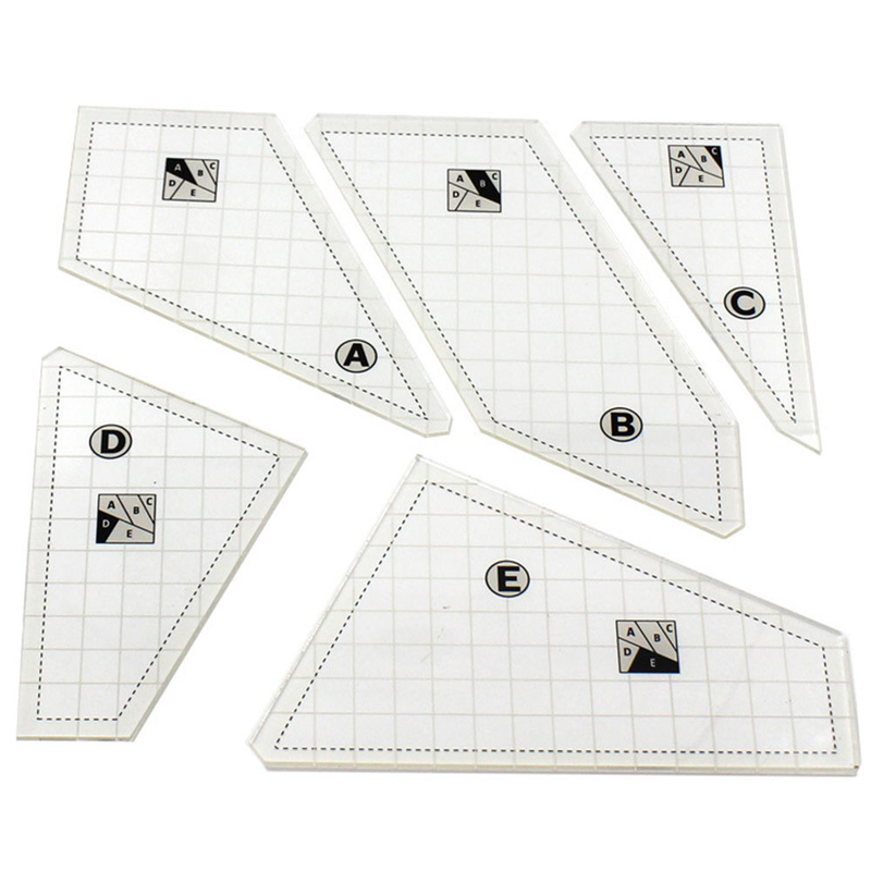 Acryl-Patchwork-Lineal, Nählineal, Patchwork-Vorlage, fünfteiliges Set_voghion.com