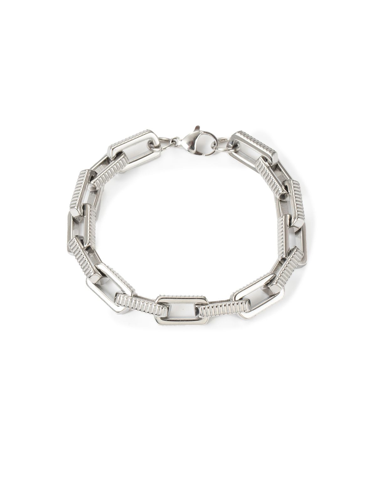 Unisex Cuban Stainless Chain Hip-Hop Trend Bamboo Joint Mechanical Texture Vertical Pattern Titanium Steel Bracelet_voghion.com
