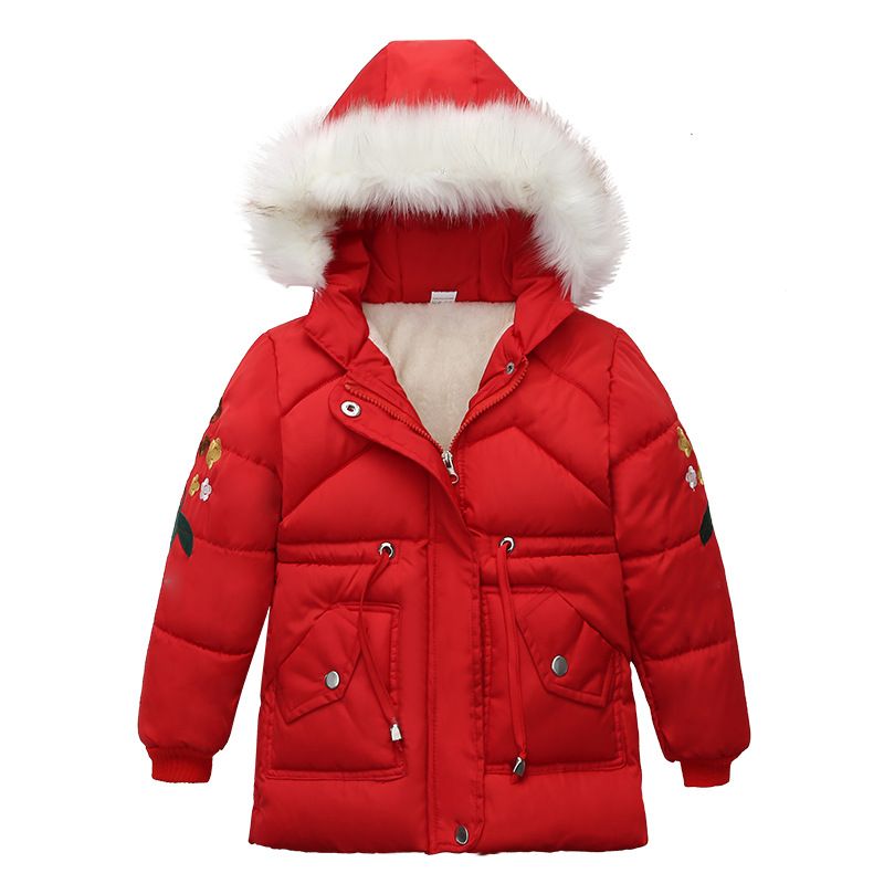 Girls' Winter Hooded Puffer Jacket – Thickened Polyester Fill, Soft-Touch Fabric, Zip-Up Warm Coat For Toddler & Kids (3-8 Years)_voghion.com