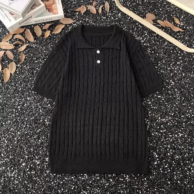 Men's Clothing Old Money Style Knitted Polo Shirt Men's Short Sleeved Summer New Retro Shirt Lapel T Shirt High End_voghion.com