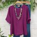 Women's Clothing Casual Split Cotton And Linen Tops And Blouses_voghion.com