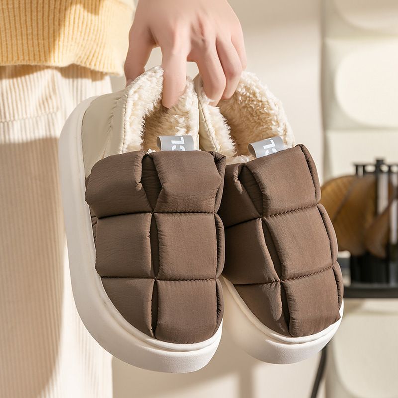 Women's & Men's Plush-Lined Winter Slippers – Non-Slip Rubber Sole, Cozy Home & Outdoor Shoes, Thick Fleece-Lined House Footwear_voghion.com