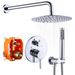 Shower System Shower Faucet Combo Set Wall Mounted With 10" Rainfall Shower Head And Handheld Shower Faucet, Chrome Finish Shower Faucet Rough-In_voghion.com