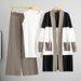 Women's Clothing Women's Autumn Knitted Vest & Wide Leg Pants Set - Elegant Office Casual Three-Piece Outfit In Black/Burgundy/Coffee/Grey/Camel_voghion.com