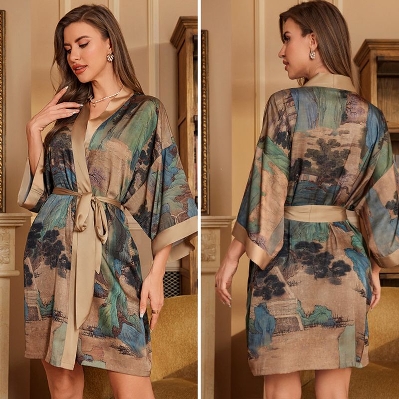 Stile di abbigliamento femminile Camicia da notte Donna Lusso Nobile Casa Accappatoio in raso_voghion.com