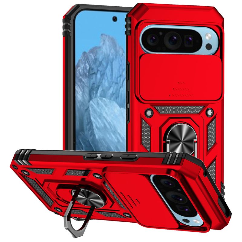 For Google Pixel 9 Sliding Camshield Holder Phone Case(Red)_voghion.com