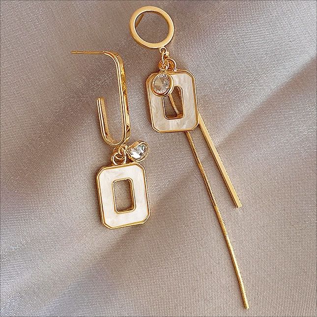 asymmetrische geometrische Ohrringe Damen All-Match lange Quaste AB-Stil Ohrringe Temperament Netz rot trendige Ohraccessoires_voghion.com