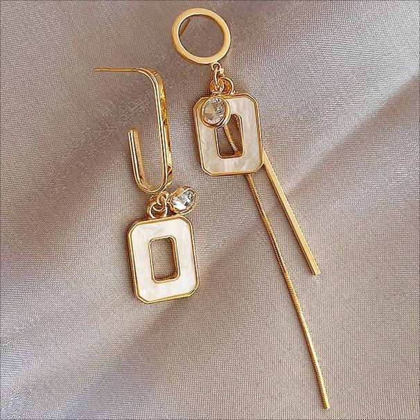 asymmetrische geometrische Ohrringe Damen All-Match lange Quaste AB-Stil Ohrringe Temperament Netz rot trendige Ohraccessoires_voghion.com