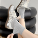 Women's Thin Ins Style, Solid Color, Hollow Mesh, Breathable, White Cotton, Loose Mid Calf Socks, New Wave_voghion.com