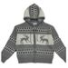 Cardigan in maglia Fair Isle – Pullover oversize ispirato al Fair Isle con cappuccio e maniche lunghe (grigio, beige)_voghion.com